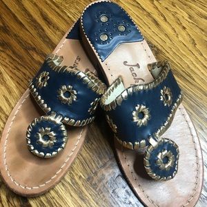 Jack Rogers Navy & Gold Sandals Sz 6